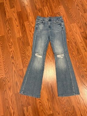 Anthropologie Pilcro High-Rise Blue Distressed Flare Jeans